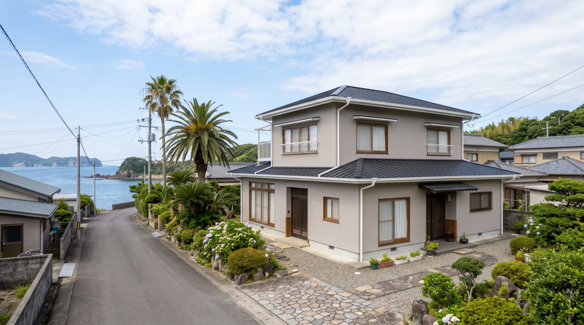 塗り替えを終えた家の外壁と屋根