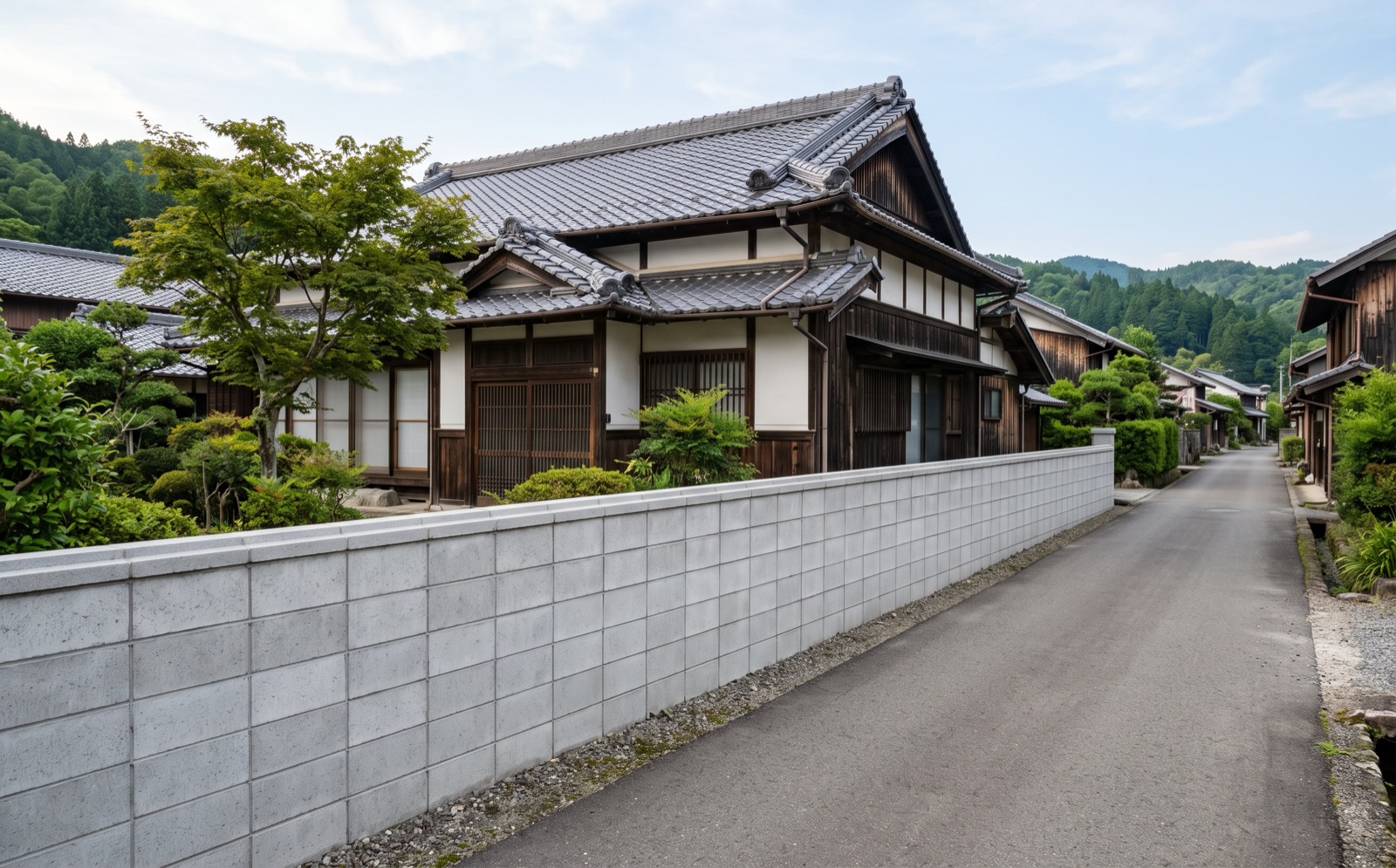 高圧洗浄できれいになったブロック塀